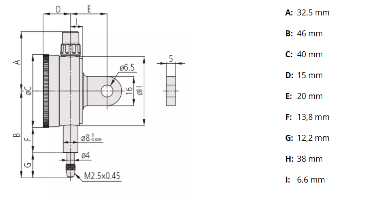 Číselníkový odchýlkomer malé prevedenie 3,5 mm/0,01 mm, Mitutoyo