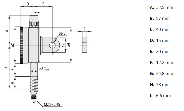 Číselníkový odchýlkomer malé prevedenie 5 mm/0,01 mm, Mitutoyo