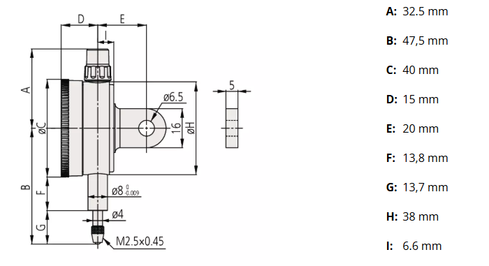 Číselníkový odchýlkomer malé prevedenie 5 mm/0,01 mm, Mitutoyo