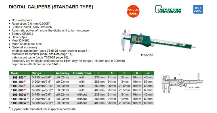 Digitálne posuvné meradlo 0-300 mm, Insize