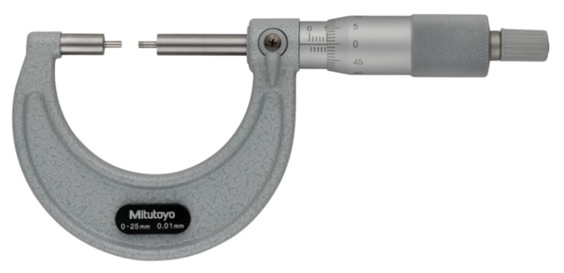 Analógový mikrometer 0-25 mm so zúženými meracími dotykmi, Mitutoyo