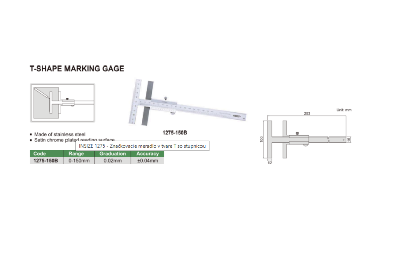 Orysovacie meradlo 0-150 mm, Insize