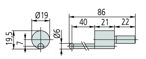 Guľôčkový dotyk, pr. 6 mm, dĺžka 40 mm, Mitutoyo