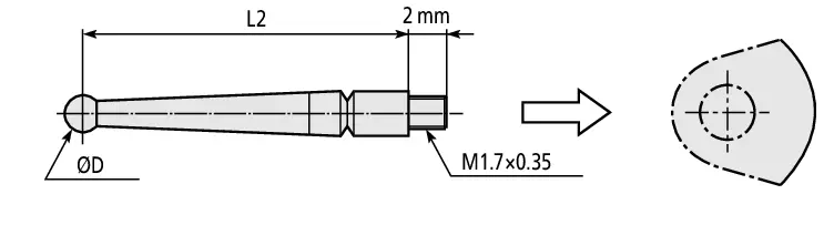 Snímací dotyk tvrdokov, L=33,9 mm, Mitutoyo