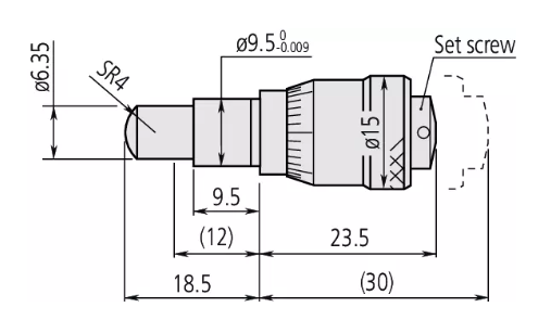 Mikrometrická hlavica 0-6,5 mm so stúpaním vretena 0,25mm/ot., Mitutoyo