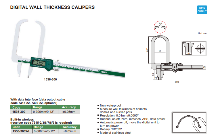 Digitálne posuvné meradlo 0-300 mm na meranie hrúbky, Insize