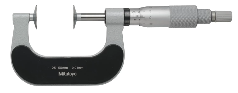 Analógový mikrometer 25-50 mm s tanierikovými dotykmi a neotáčavým vretenom, Mitutoyo