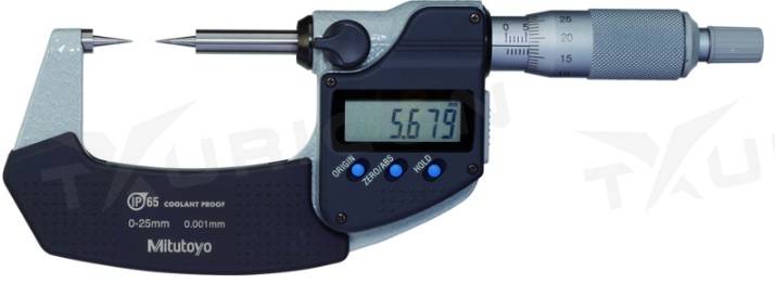 Digitálny mikrometer 0-25 mm IP65 s hrotovými dotykmi, Mitutoyo