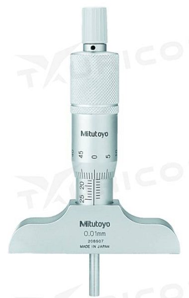 Mikometrický hĺbkomer 0-25 mm, nadstavec z tvrdokovu, Mitutoyo
