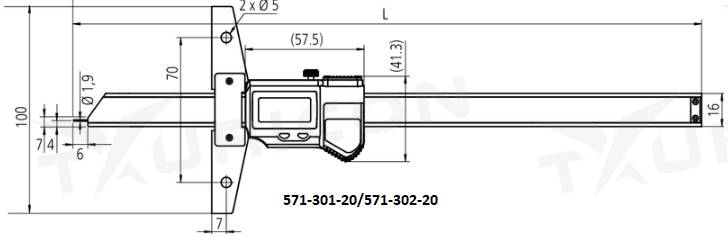Digitálny hĺbkomer 0-150 mm s nosom IP67, Mitutoyo