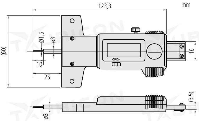 Digitálny hĺbkomer 0-150 mm na meranie dezénu pneumatík, Mitutoyo
