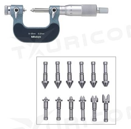Analógový mikrometer 150-175 mm na meranie závitov s vymeniteľnými dotykmi, Mitutoyo