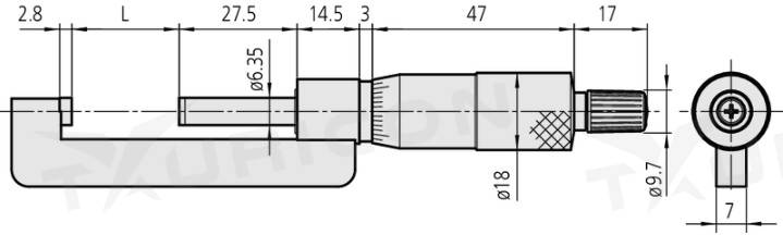 Analógový mikrometer 0-25 mm na meranie ložiskových puzdier, Mitutoyo
