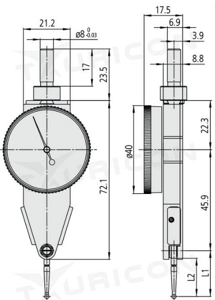 Páčkový odchýlkomer v rovnobežnom prevedení  0,8 mm/0,01 mm, Mitutoyo
