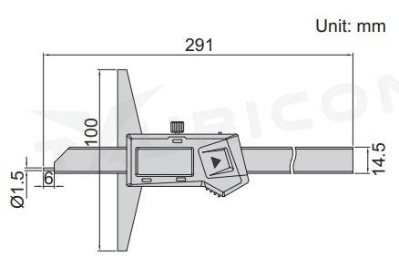 Digitálny hĺbkomer 0-200 mm s predným dotykom, Insize