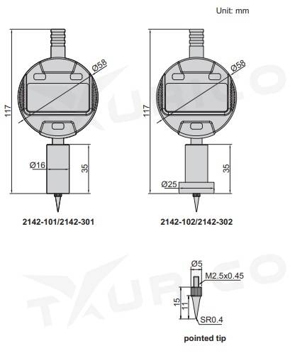 Digitálny hĺbkomer 0-12,7 mm s kruhovou základňou, Insize