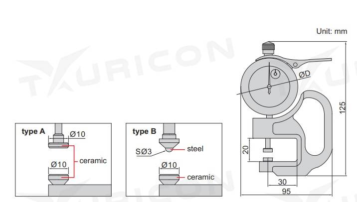 Číselníkový hrúbkomer 0-1 mm, Insize