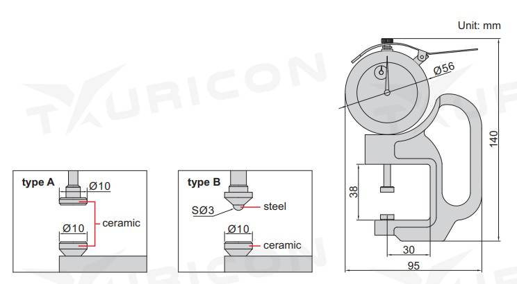 Číselníkový hrúbkomer 0-30 mm typ B, Insize