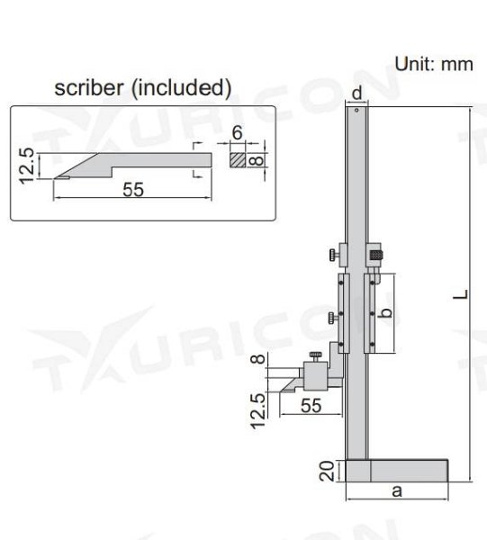 Analógový výškomer 0-150 mm, Insize