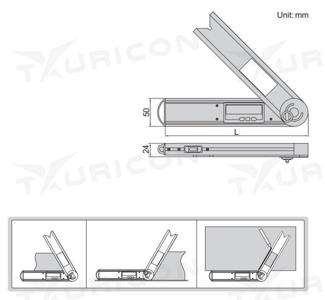 Digitálny uhlomer 0-360°, Insize
