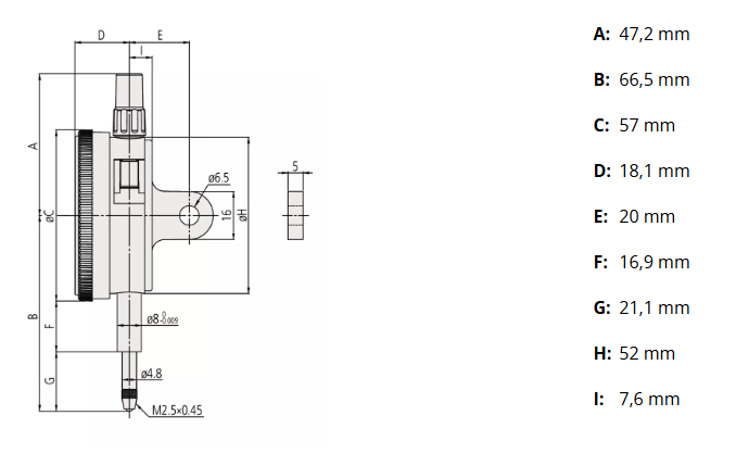 Číselníkový odchýlkomer 1 mm/0,001 mm, Mitutoyo