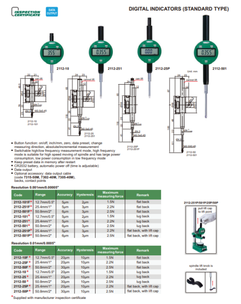 Digitálny odchýlkomer 50,8 mm/0,01 mm, Insize