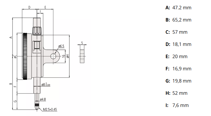 Číselníkový odchýlkomer 4 mm/0,1 mm, Mitutoyo
