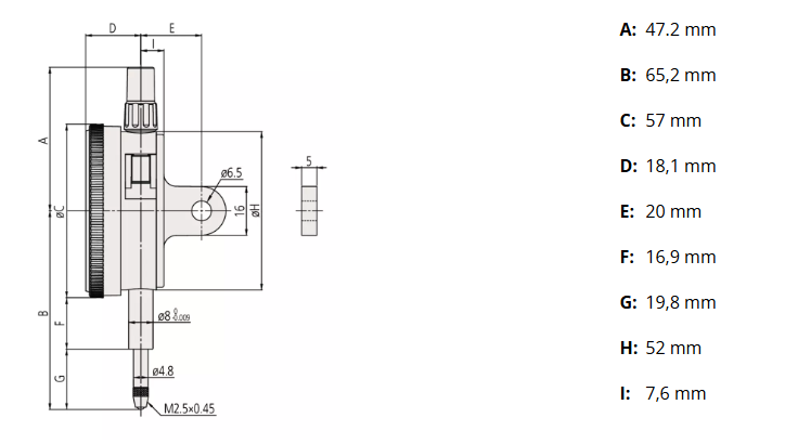 Číselníkový odchýlkomer jednootáčkový 0,8 mm/0,01 mm, Mitutoyo