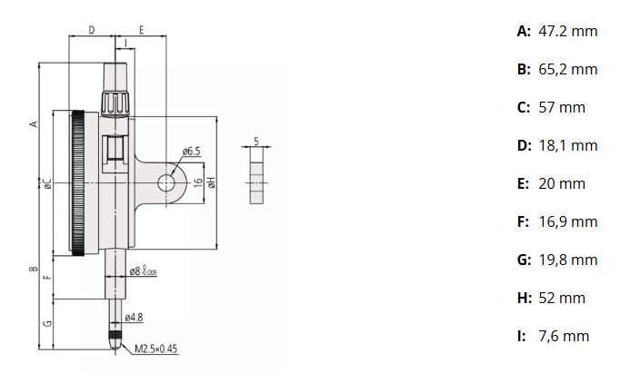 Číselníkový odchýlkomer 1,6 mm/0,01 mm, Mitutoyo