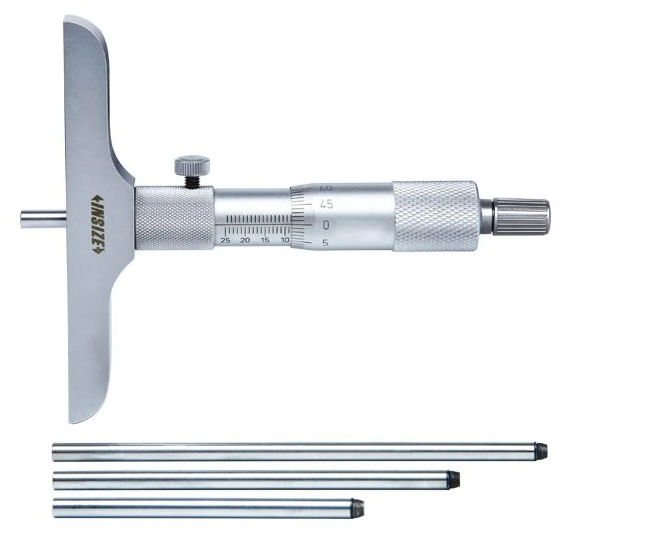 Mikometrický hĺbkomer 0-100 mm s meracími nadstavcami, Insize