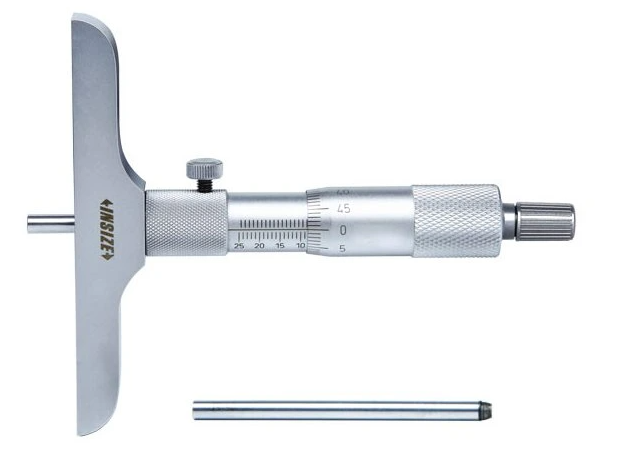 Mikometrický hĺbkomer 0-50 mm s meracími nadstavcami, Insize
