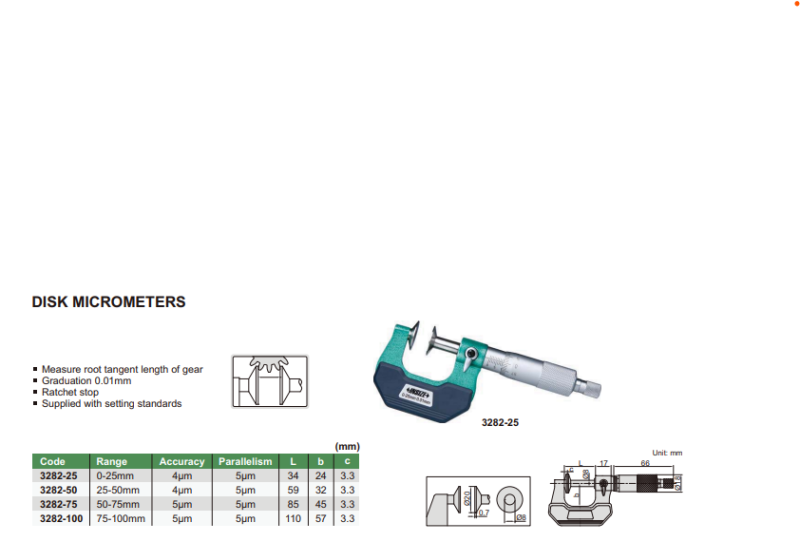 Analógový mikrometer s tanierikovými dotykmi 50-75 mm, Insize