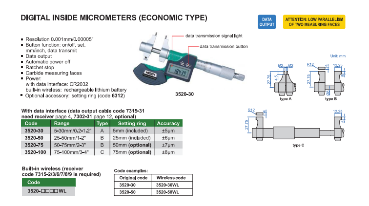 Digitálny mikrometer 5-30 mm na vnútorné meranie, Insize