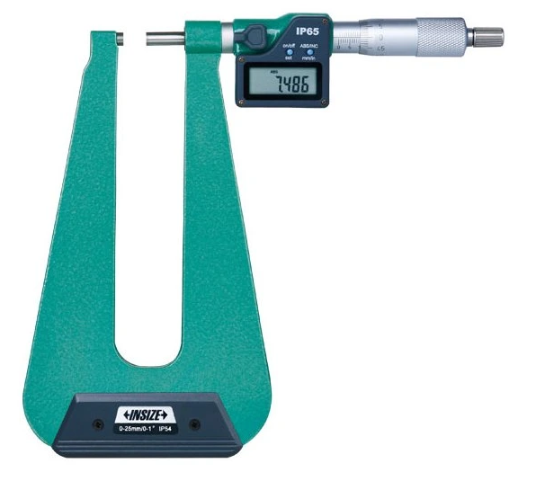 Digitálny mikrometer 0-25 mm na meranie hrúbky plechu, typ B, Insize