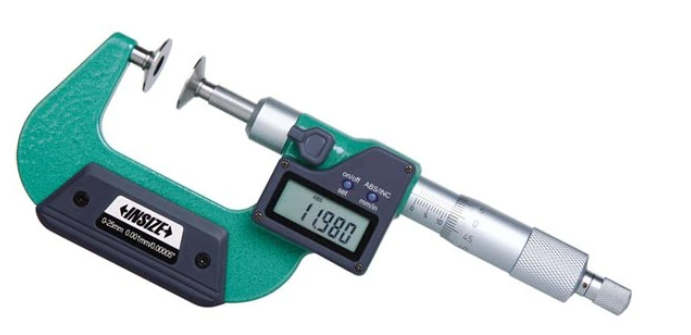 Digitálny mikrometer 0-25 mm s tanierikovými dotykmi, Insize