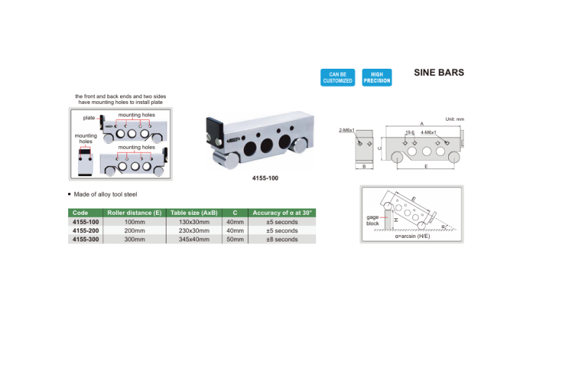 Sínusové pravítko 100 mm, Insize