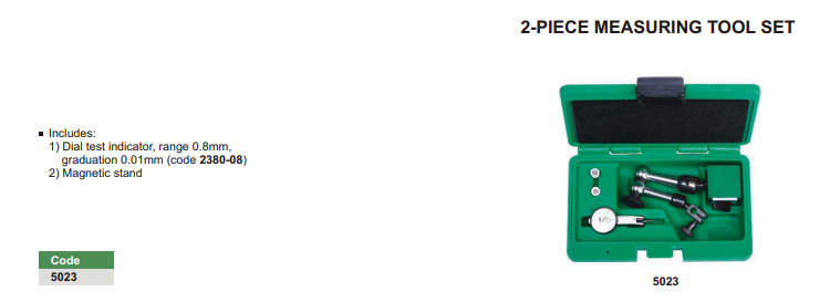 Sada meradiel v kufríku 2 ks (odchýlkomer/stojanček), Insize
