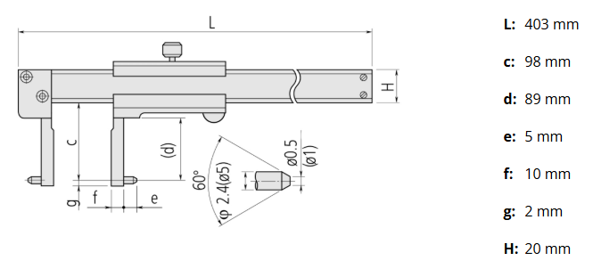 Analógové posuvné meradlo 30,1-300 mm, na meranie vnútorných rozmerov, Mitutoyo