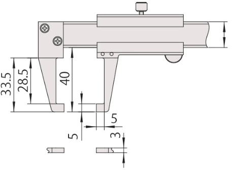 Analógové posuvné meradlo 0-150 mm pre meranie v drážkach, Mitutoyo
