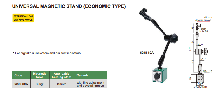 Magnetický stojanček 80 kgf pre nižšiu záťaž, Insize