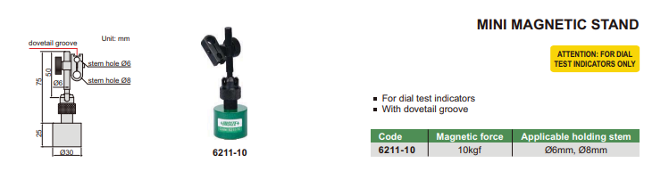 Magnetický mini stojanček 10 kgf, Insize