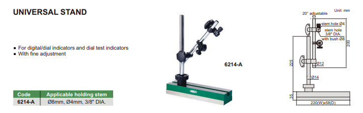 Univerzálny stojanček, Insize