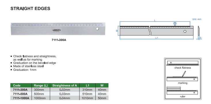 Oceľové pravítko 500 mm, Insize