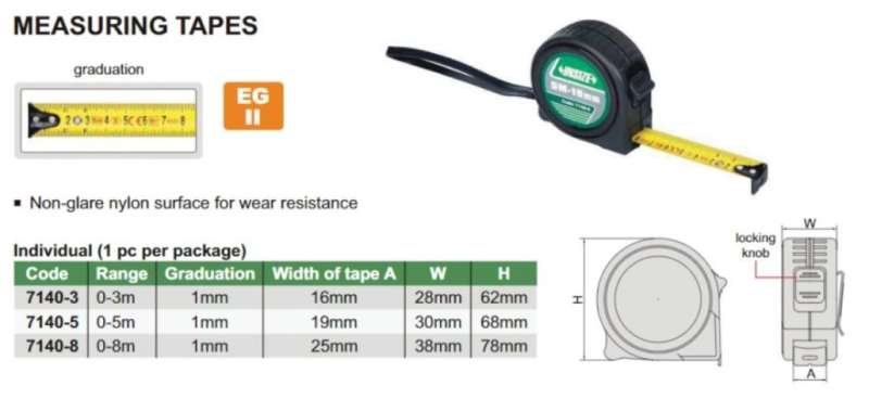 Zvinovací meter 8 m, Insize