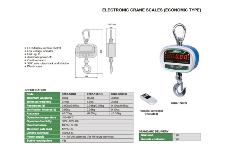 Elektronická závesná váha 300 kg, Insize