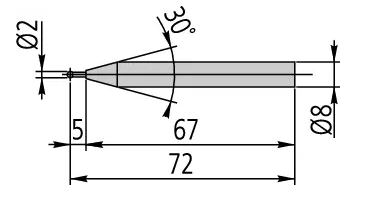 Guľôčkový dotyk, pr. 2 mm, dĺžka 72 mm, Mitutoyo