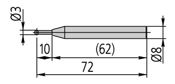Guľôčkový dotyk, pr. 3 mm, dĺžka 72 mm, Mitutoyo